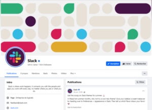 Slack - Page Facebook - exemple de CTA personnalisé