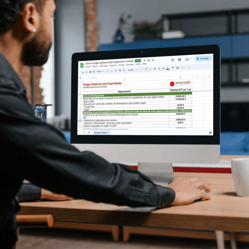 Fichier Excel pour le calcul d'un budget général d'un projet d'une solution d'application