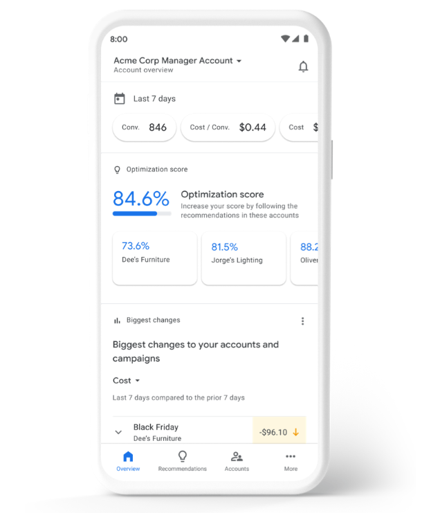 Capture d'écran depuis Google App Campaigns
